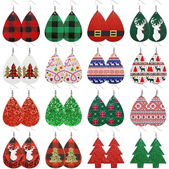 5 for $25 Christmas Earrings for Women Christmas Snowflake White - Picture 12 of 15